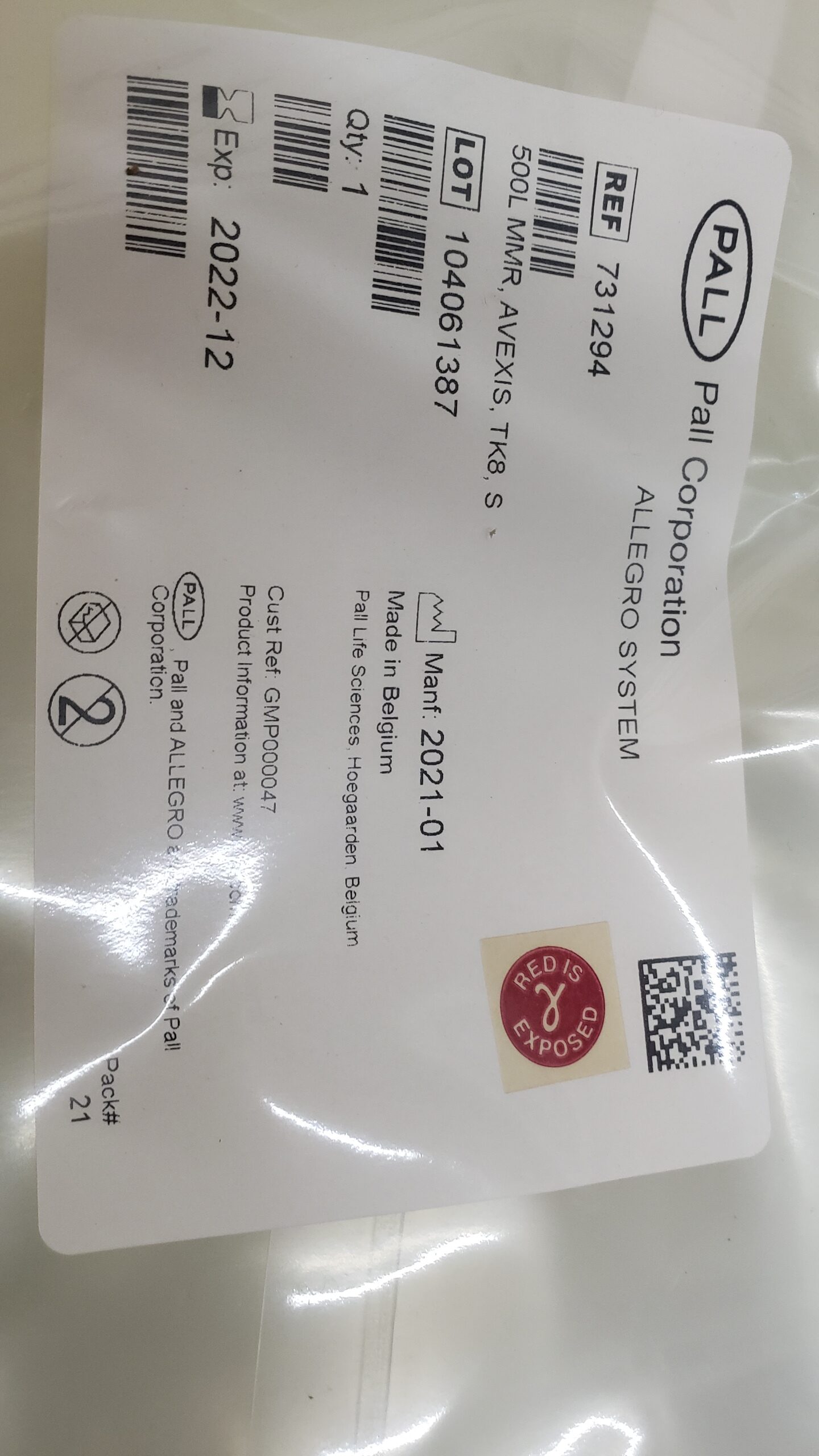 lu..aaaa確認ページ　２６０５０９ Pall Corporation Allegro 731294 500L Mixing Bag 500 liters