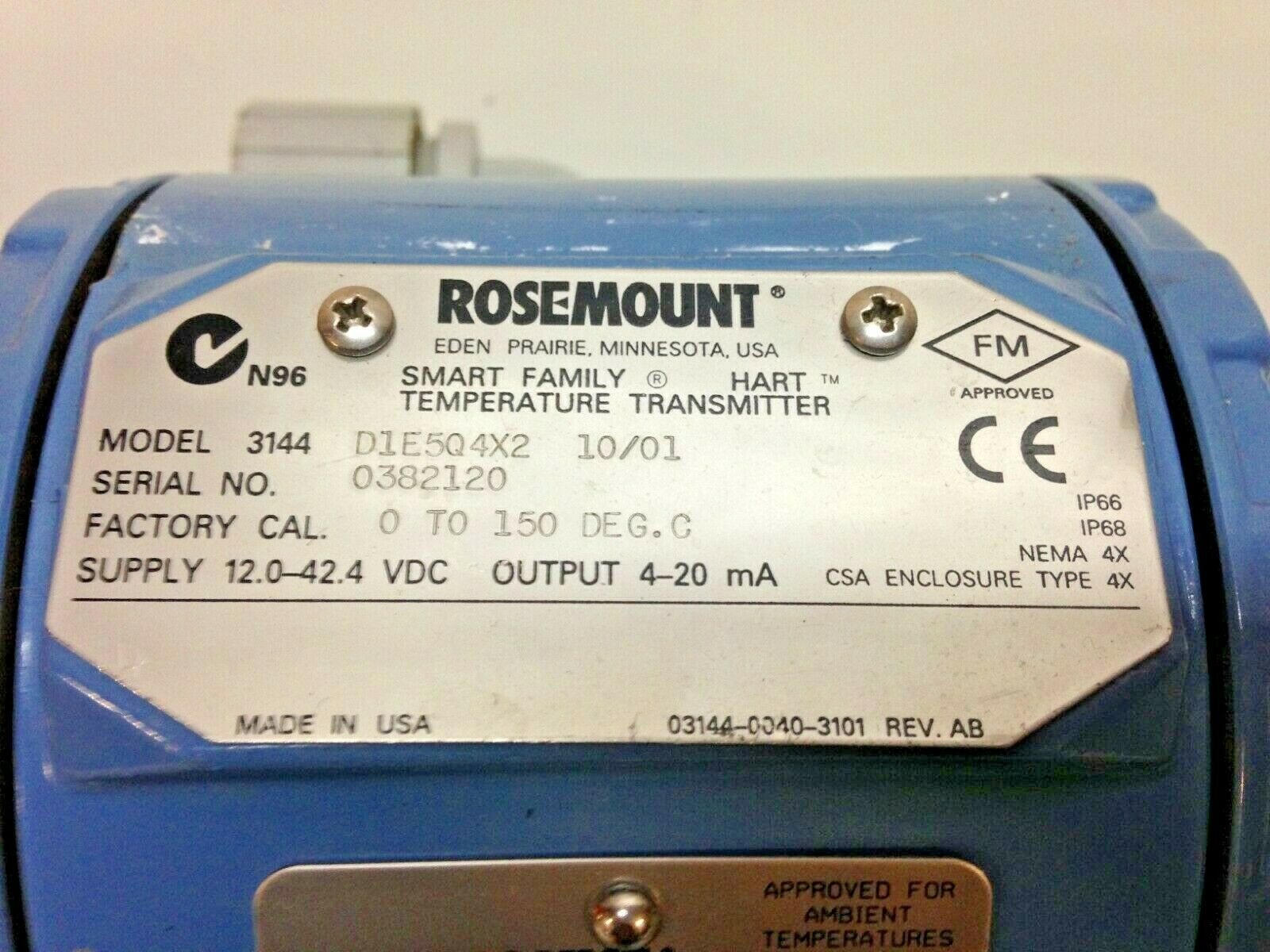 Details about   Rosemount 3144P D1F2NAA01Q4GE Fieldbus Temperature Transmitter NEW D2 2521 